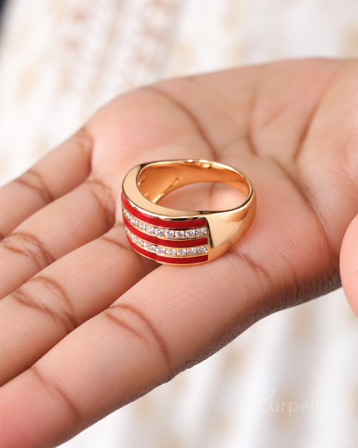 Big Ruby Radiance Red Enamel Ring