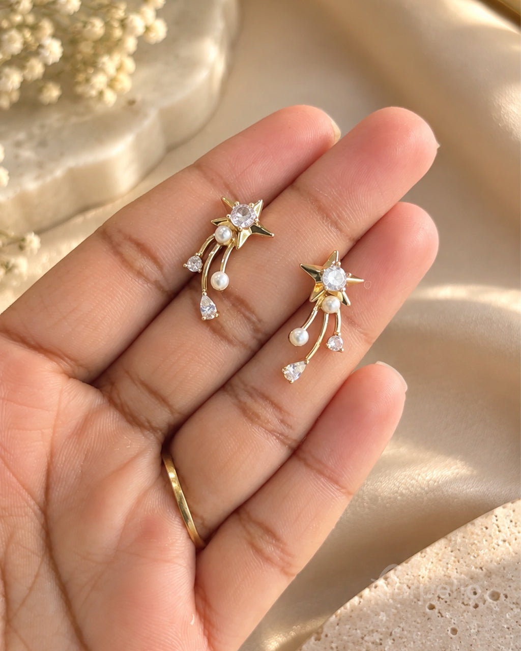 Celestial Pearl Star Earrings