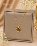 Purpello Tiger Eye Stone Gold Pendant Necklace
