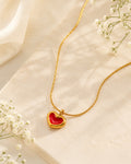 Ruby Heart Anti-Tarnish Gold Pendant Necklace