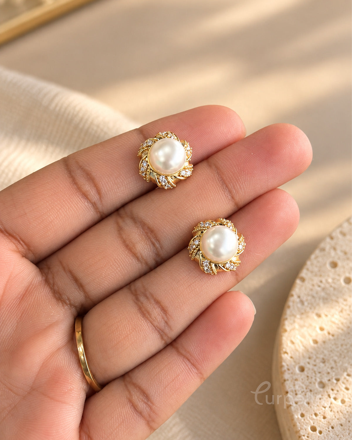 Pearl Bloom Anti-Tarnish Stud Earrings