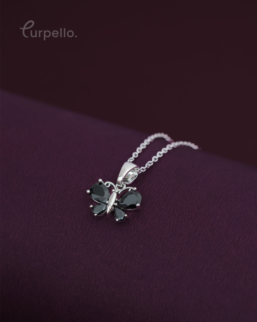 Purpello Midnight Butterfly Pendant Chain
