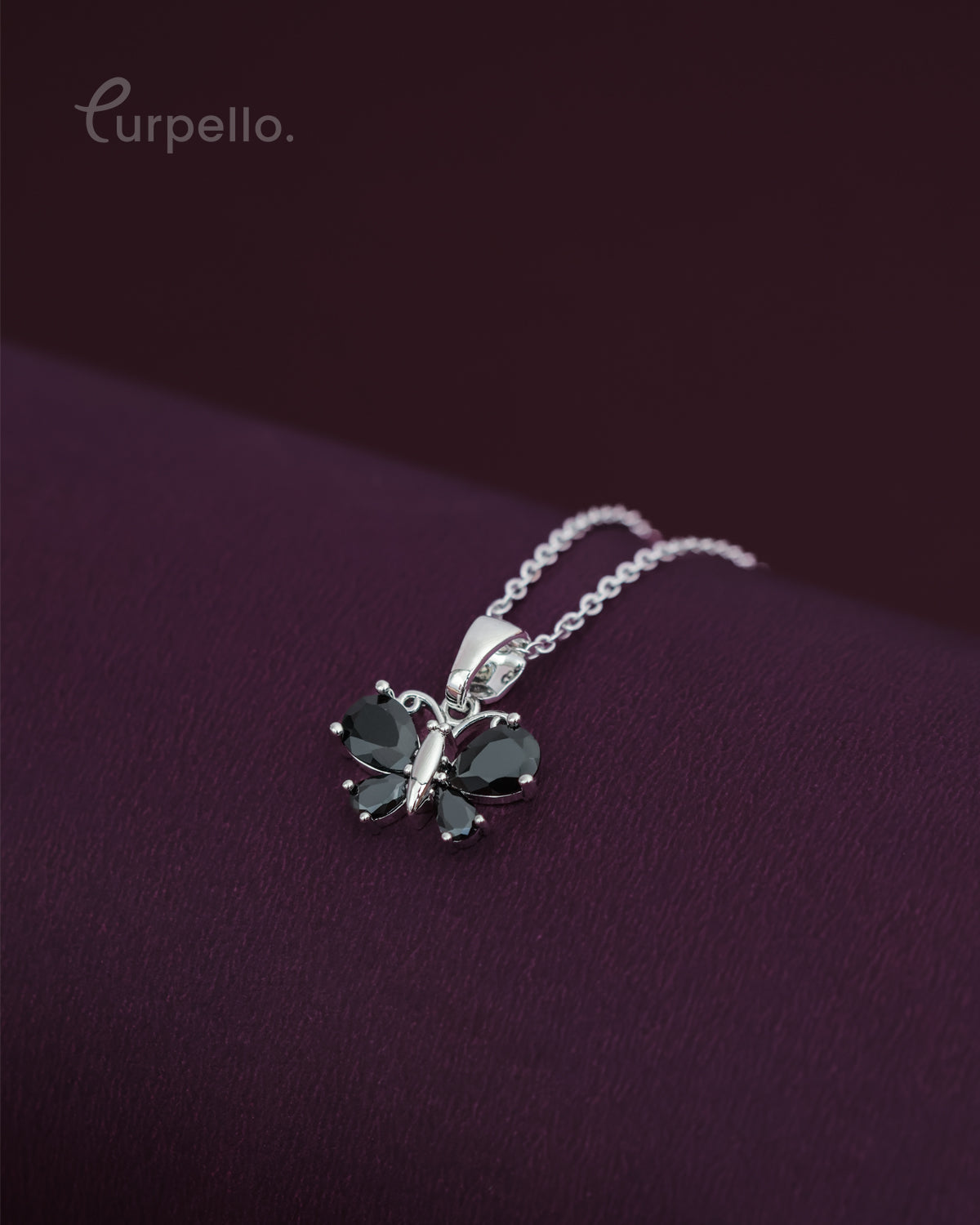 Purpello Midnight Butterfly Pendant Chain