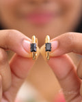 Nyra –Xuping Black Stone Gold Hoop Earrings