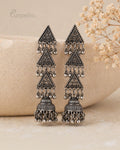 Purpello Tribal Cascade Oxidised Jhumka Earrings