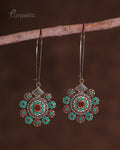 Purpello Vintage Mosaic Sunflower Drop Earrings