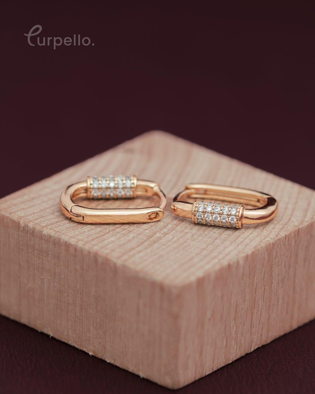 Purpello Xuping Crystal Lock Hoop Earrings