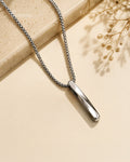 Purpello Men's Anti-Tarnish Silver Bar Pendant Chain