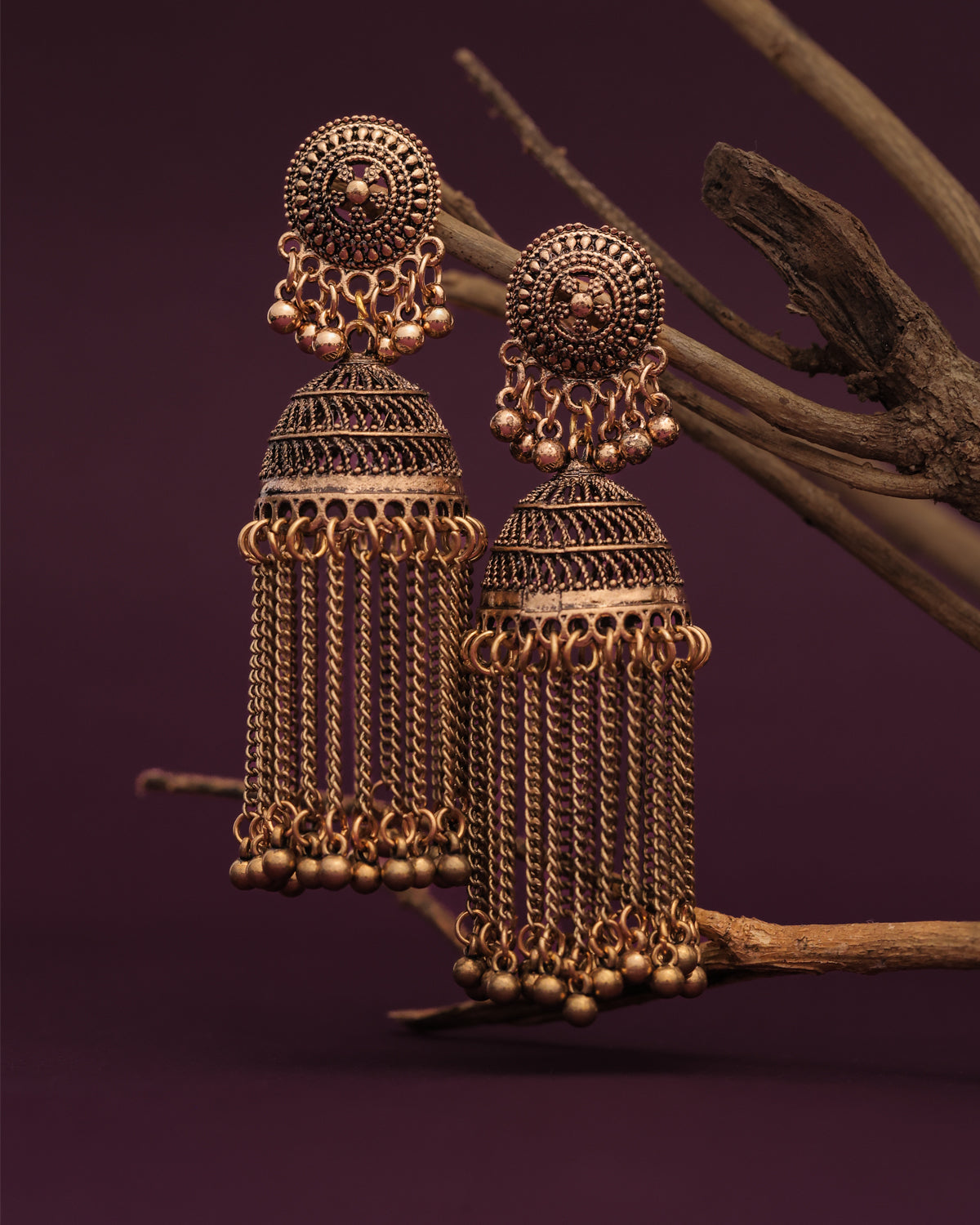 Purpello Antique Long Jhumka Earring
