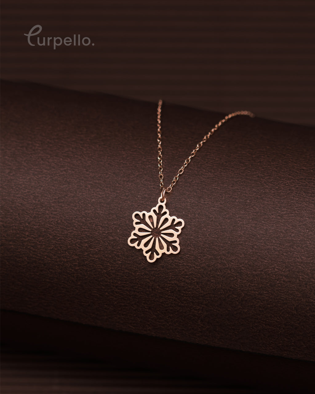 Purpello Snowflake Floral Rose Gold Pendant Chain