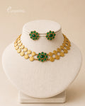 Purpello Antique Green Stone Coin Choker Set