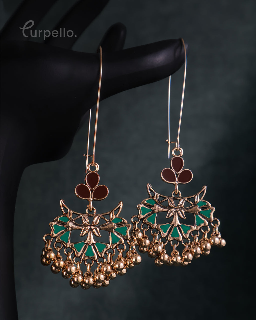Purpello Antique Floral Drop Earrings with Bead Tassels