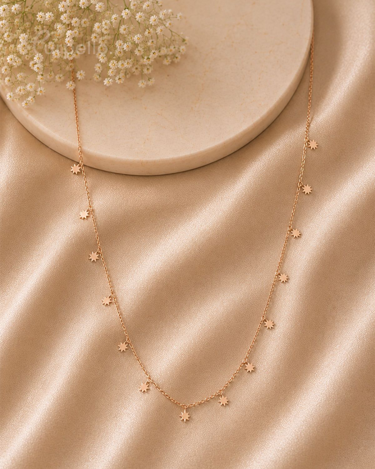 Purpello Rose Gold Star Charm Necklace
