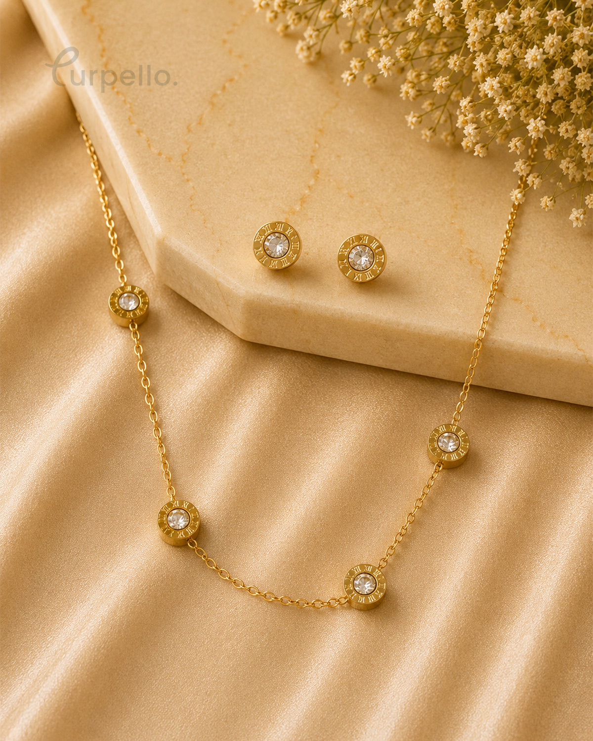 Purpello Celeste Crystal Station Necklace Set