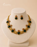 Emerald Temple Heritage Necklace & Jhumka Earring Set