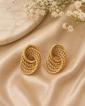 Purpello Vintage Braided Oval Gold Statement Stud Earrings