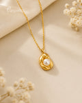 Organic Pearl Anti-Tarnish Gold Pendant Necklace