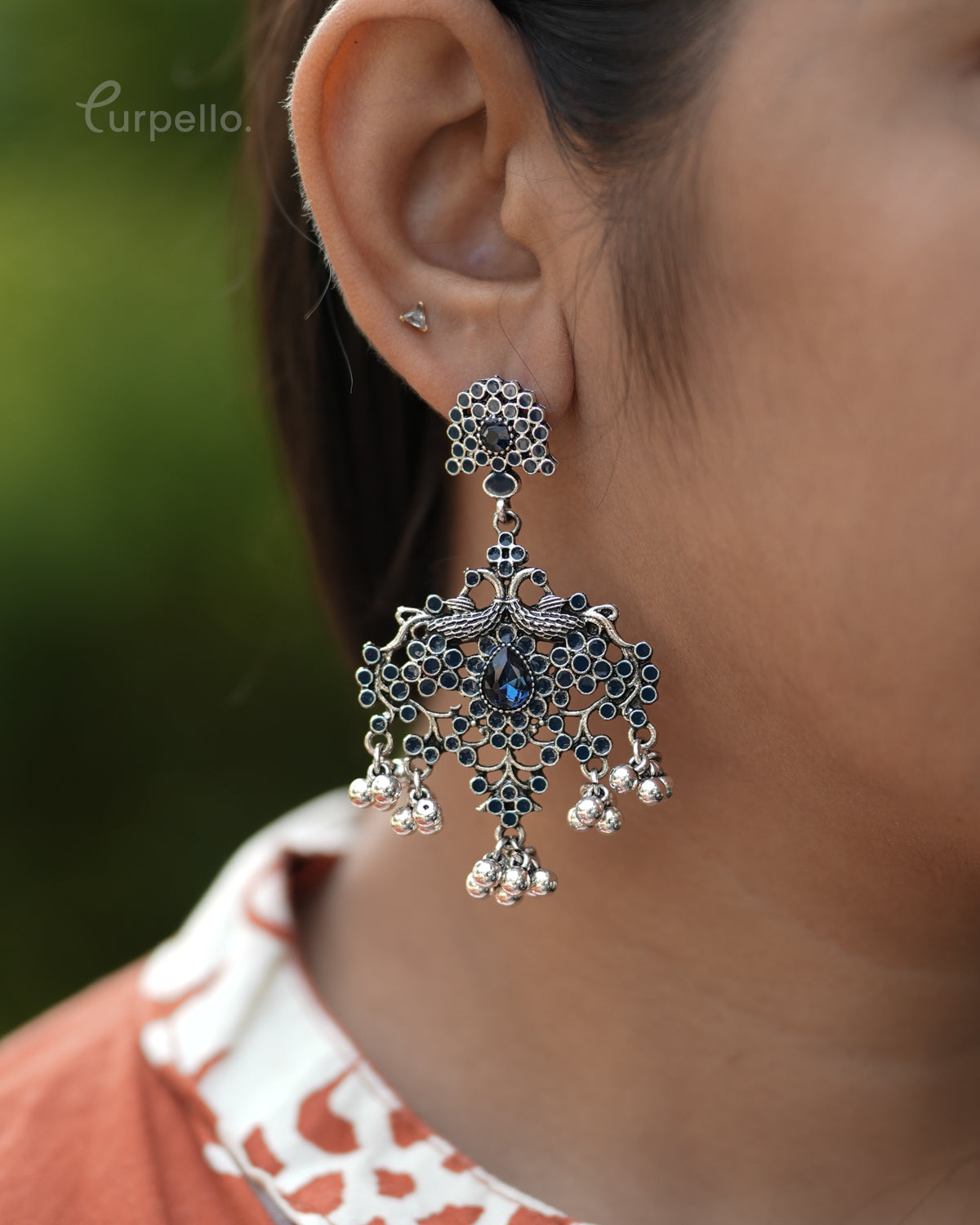 Purpello Antique Peacock Drop Earrings