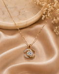 Elegant Gold-Tone Crystal Pendant Purpello Necklace