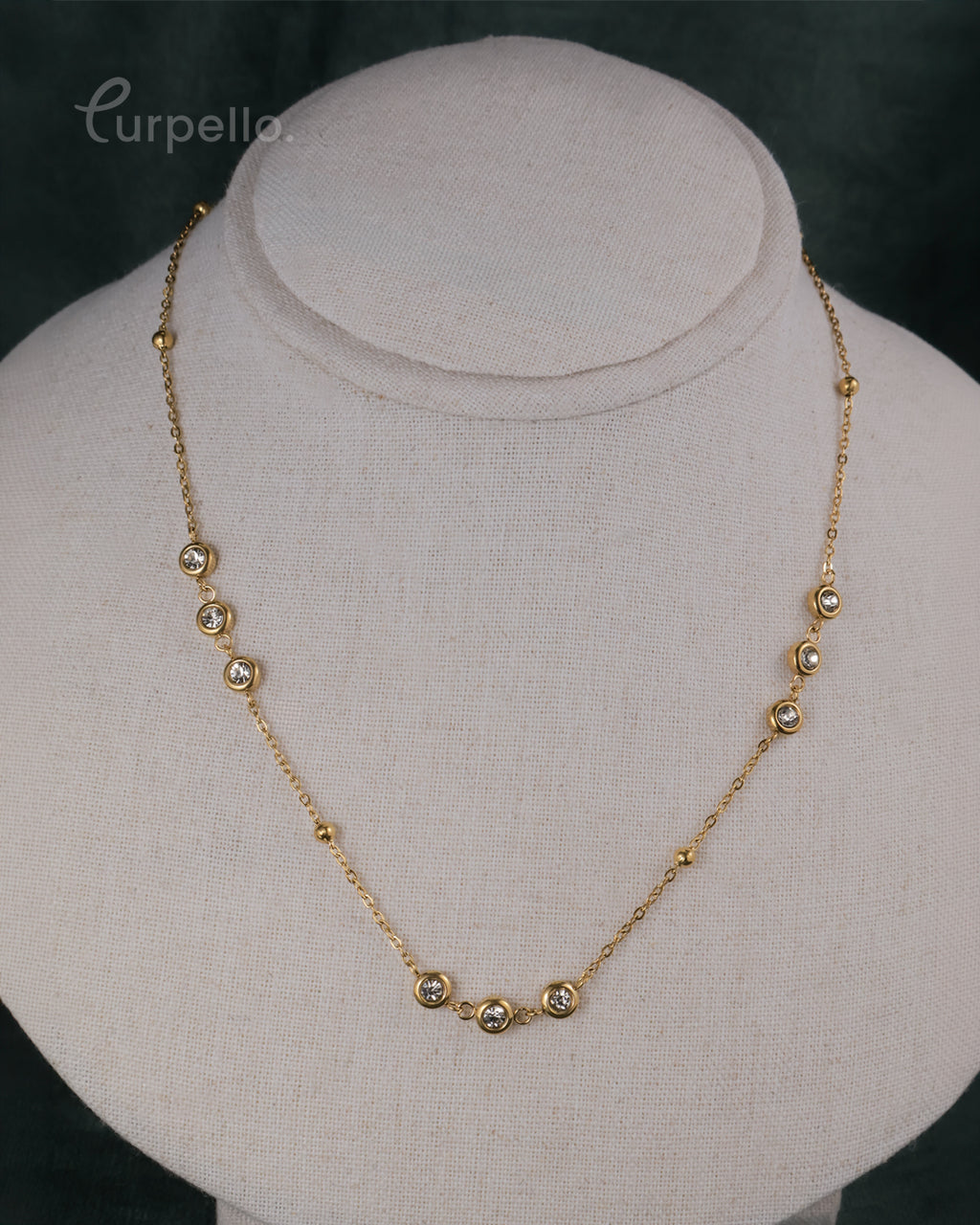Purpello Anti-tarnish Crystal Studded Necklace