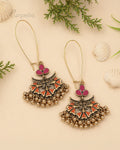 Purpello Antique Floral Drop Earrings with Bead Tassels
