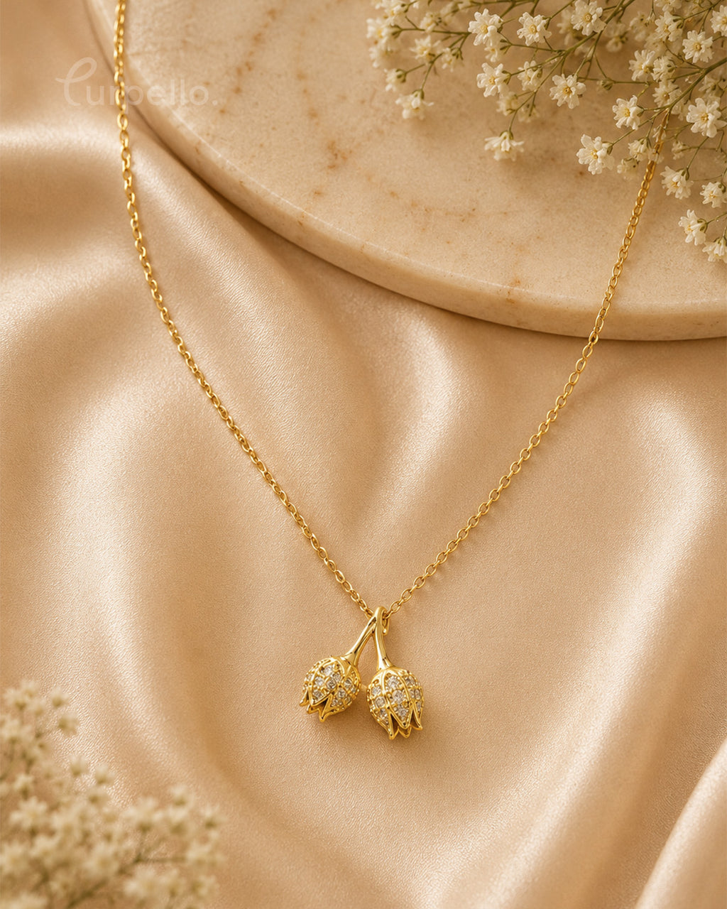 Purpello Twin Bloom Anti-Tarnish Pendant Chain
