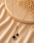 Purpello Black Clover Rose Gold Pendant Chain
