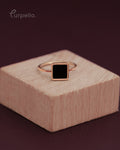 Purpello Minimal Square Black Stone Ring