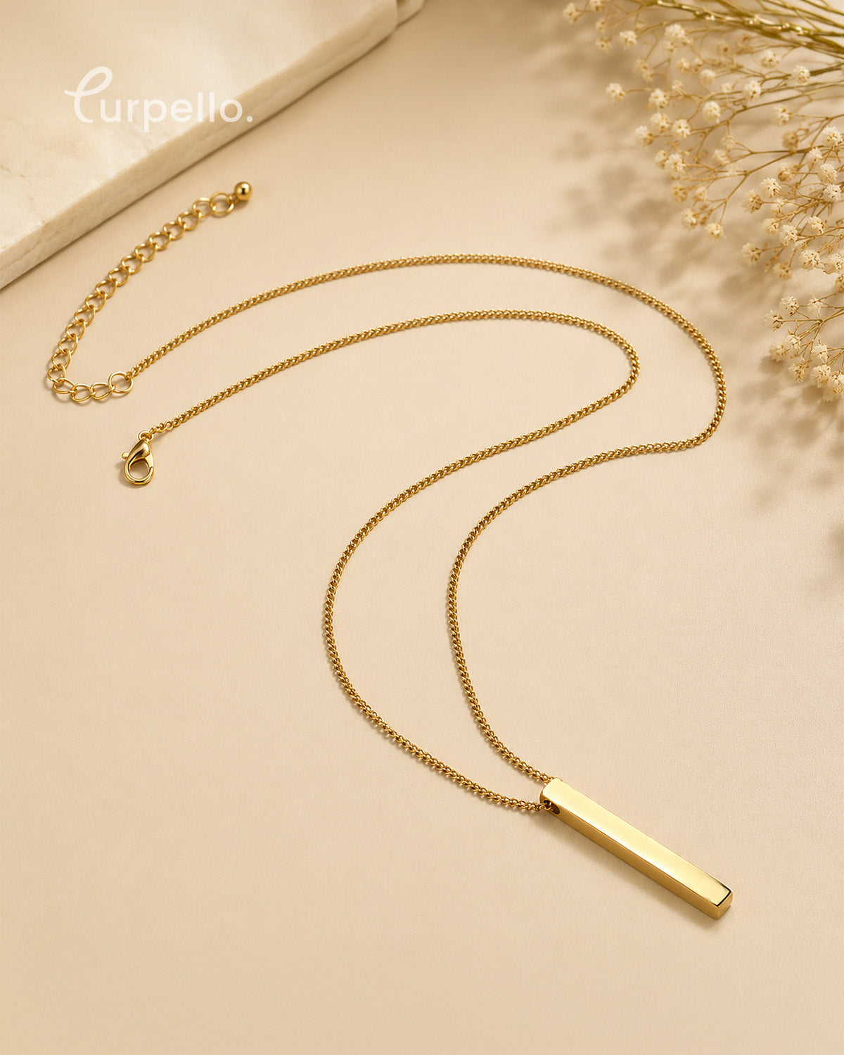 Minimalist Anti-Tarnish Bar Pendant Chain for Men