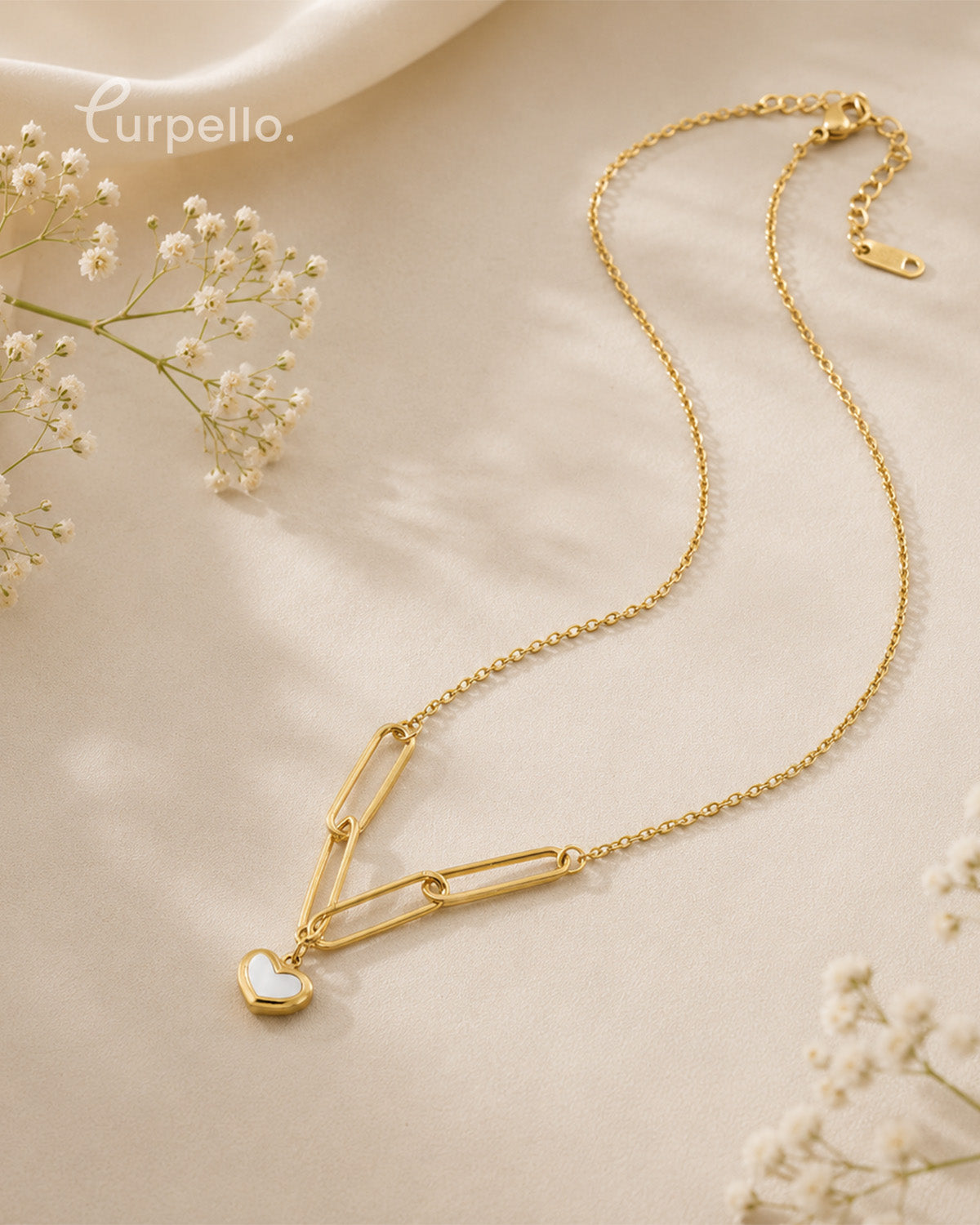 Linked Heart Anti-Tarnish Gold Pendant Necklace
