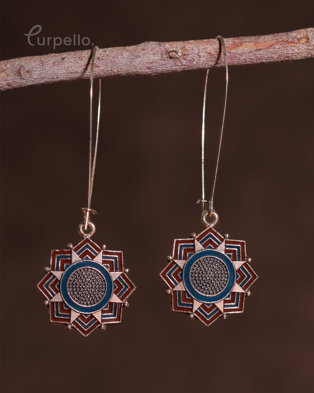 Purpello Geometric Starburst Drop Earrings