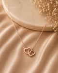 Purpello Interlocking Hearts Rose Gold Pendant Chain