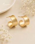 Purpello Matte Gold Wide Huggie Hoop Earrings