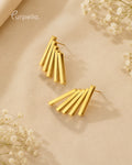 Purpello Minimalist Fan Gold Stud Earrings