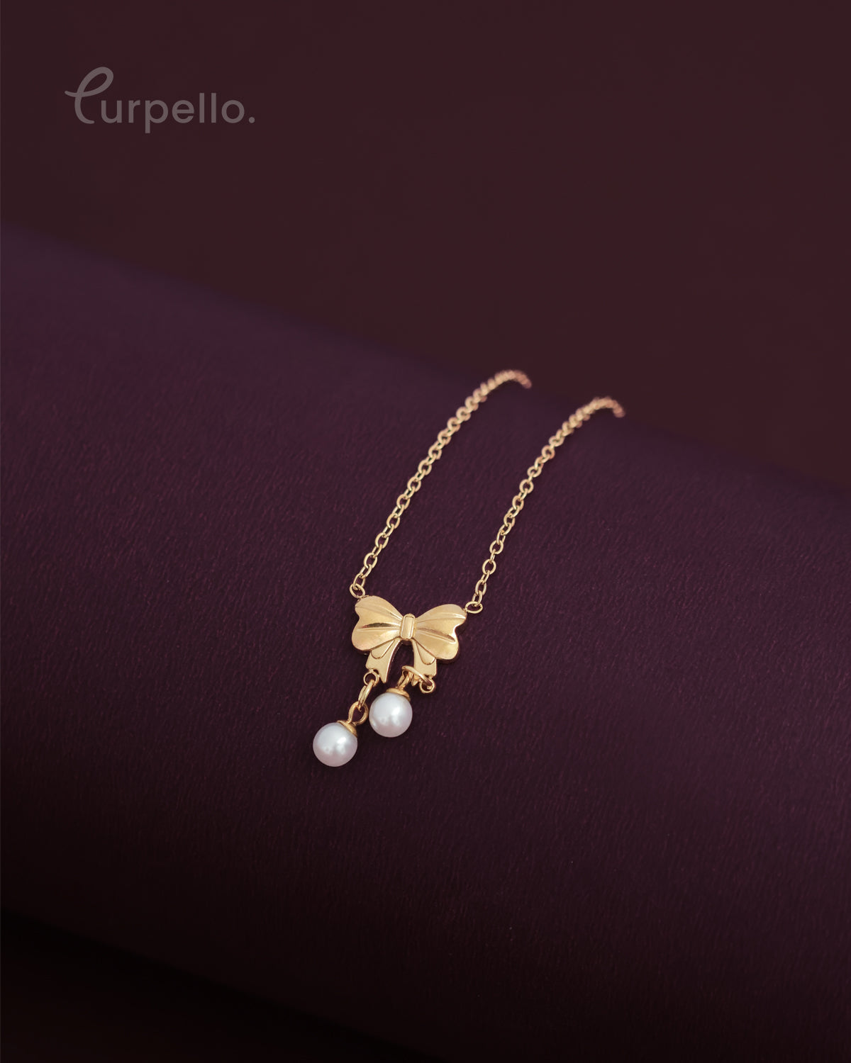 Purpello Bow Pearl Charm Necklace