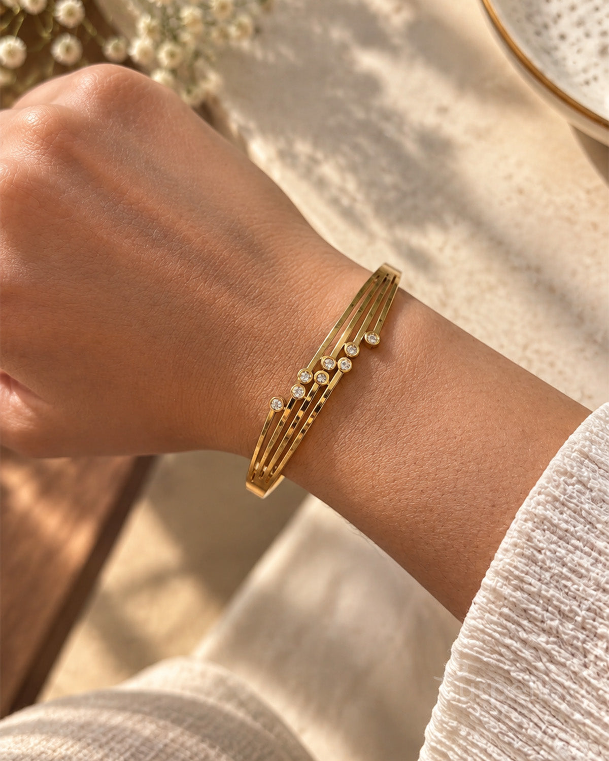 Lustre Line Crystal Gold Bracelet