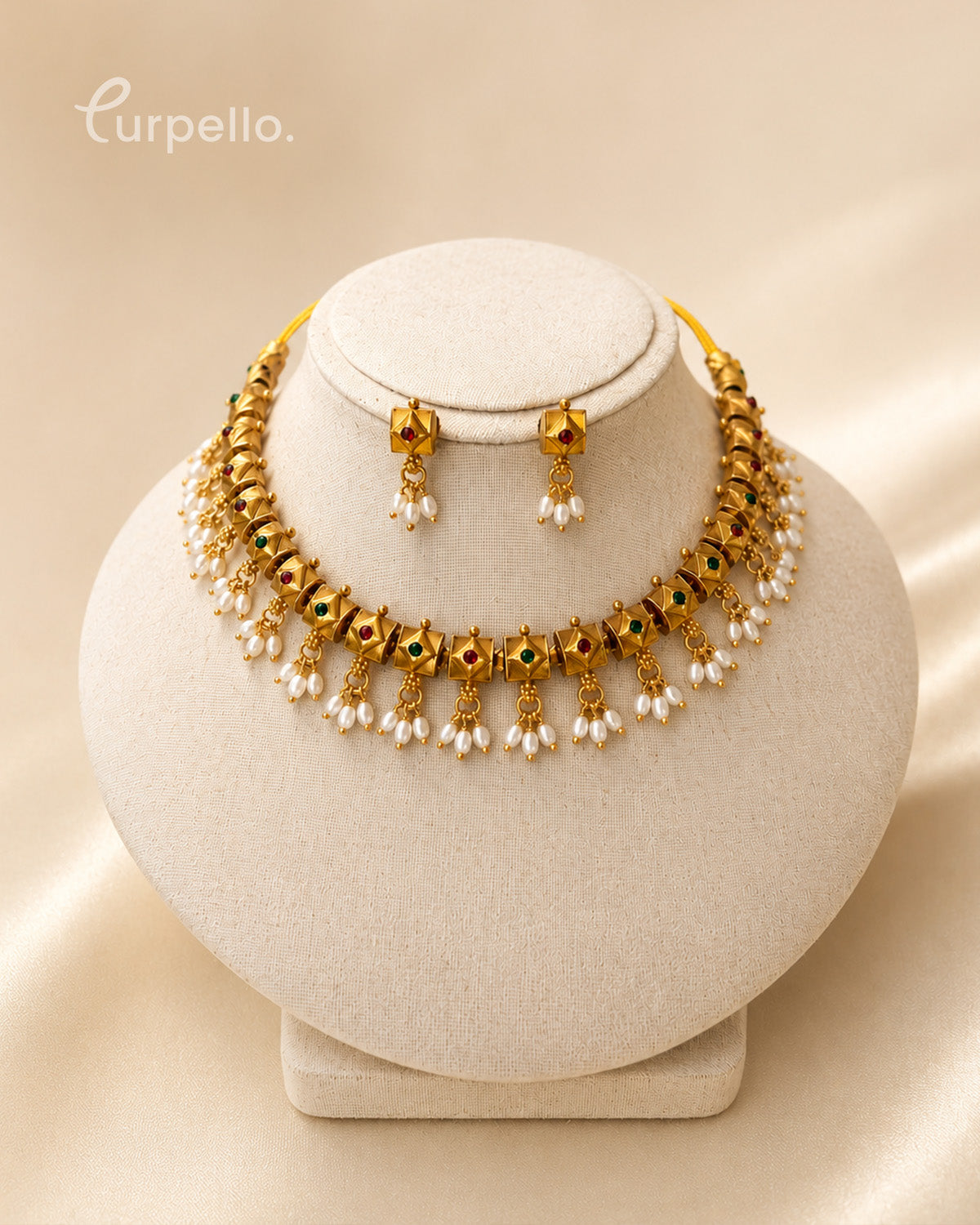 Traditional Temple Pearl Choker Set