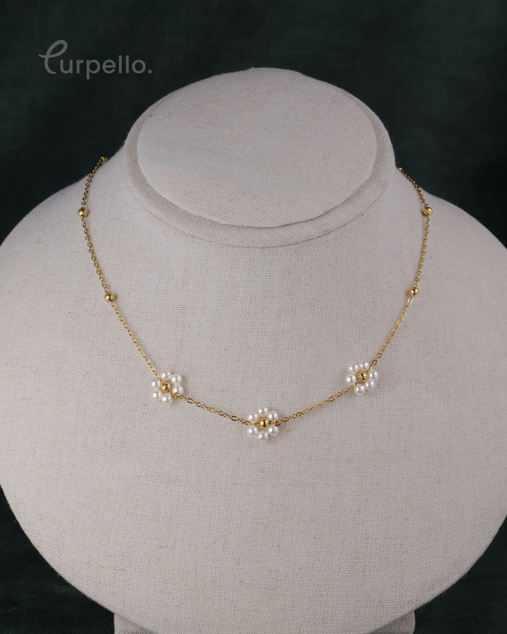 Purpello Anti-tarnish Pearl Floral Neckalce