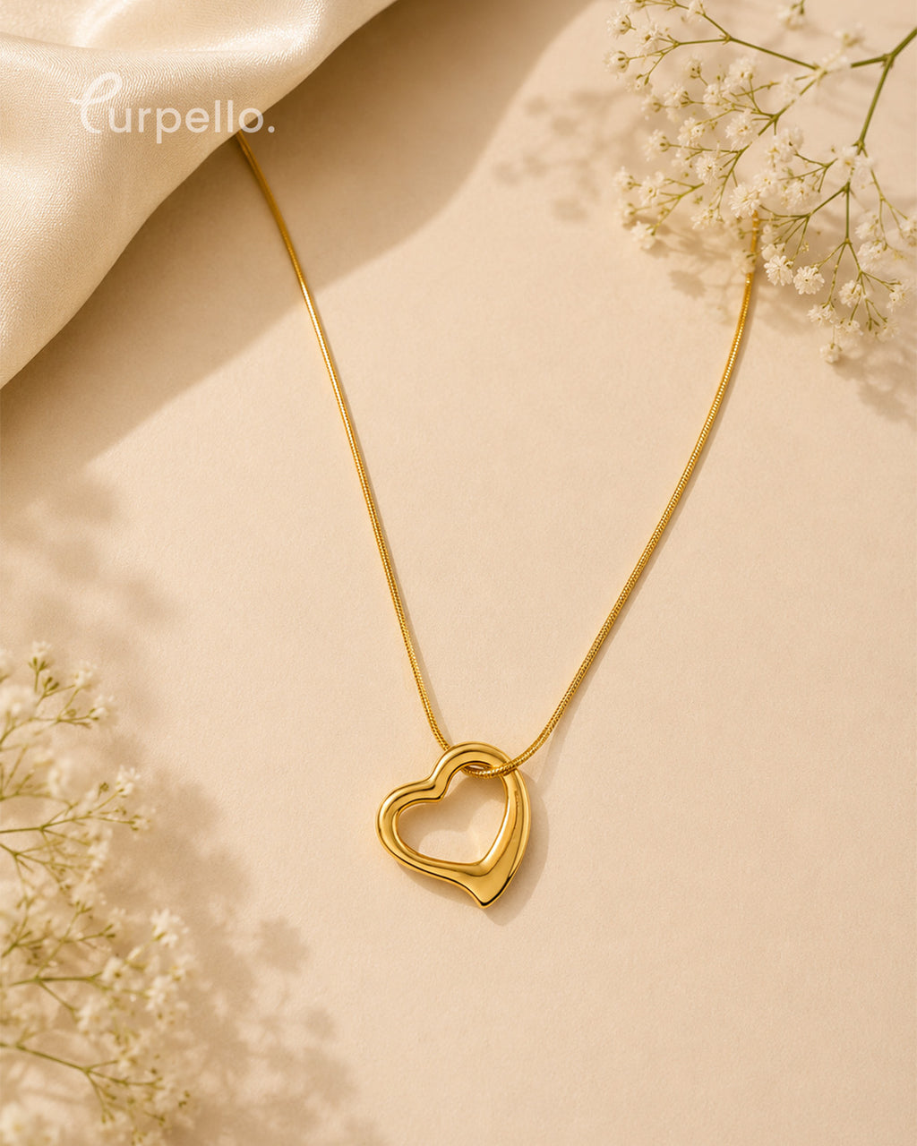 Purpello Minimalist Open Heart Gold Pendant Necklace