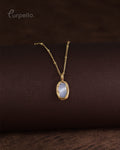 Purpello Minimal Oval Stone Gold-Tone Pendant Chain