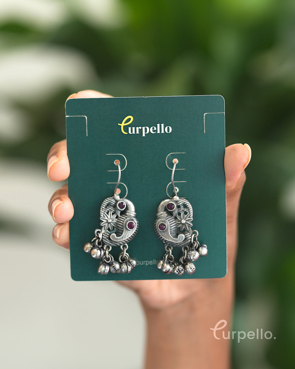 Gaja Jhumki Oxidised Silver Earrings