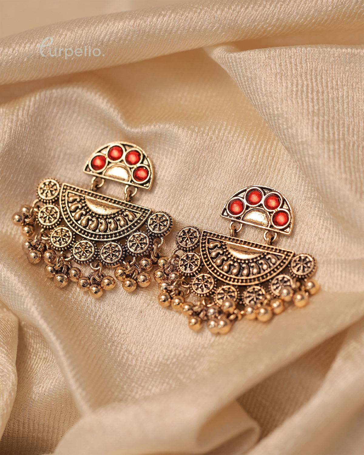 Purpello Antique Gold Plated Multicoloured Earring