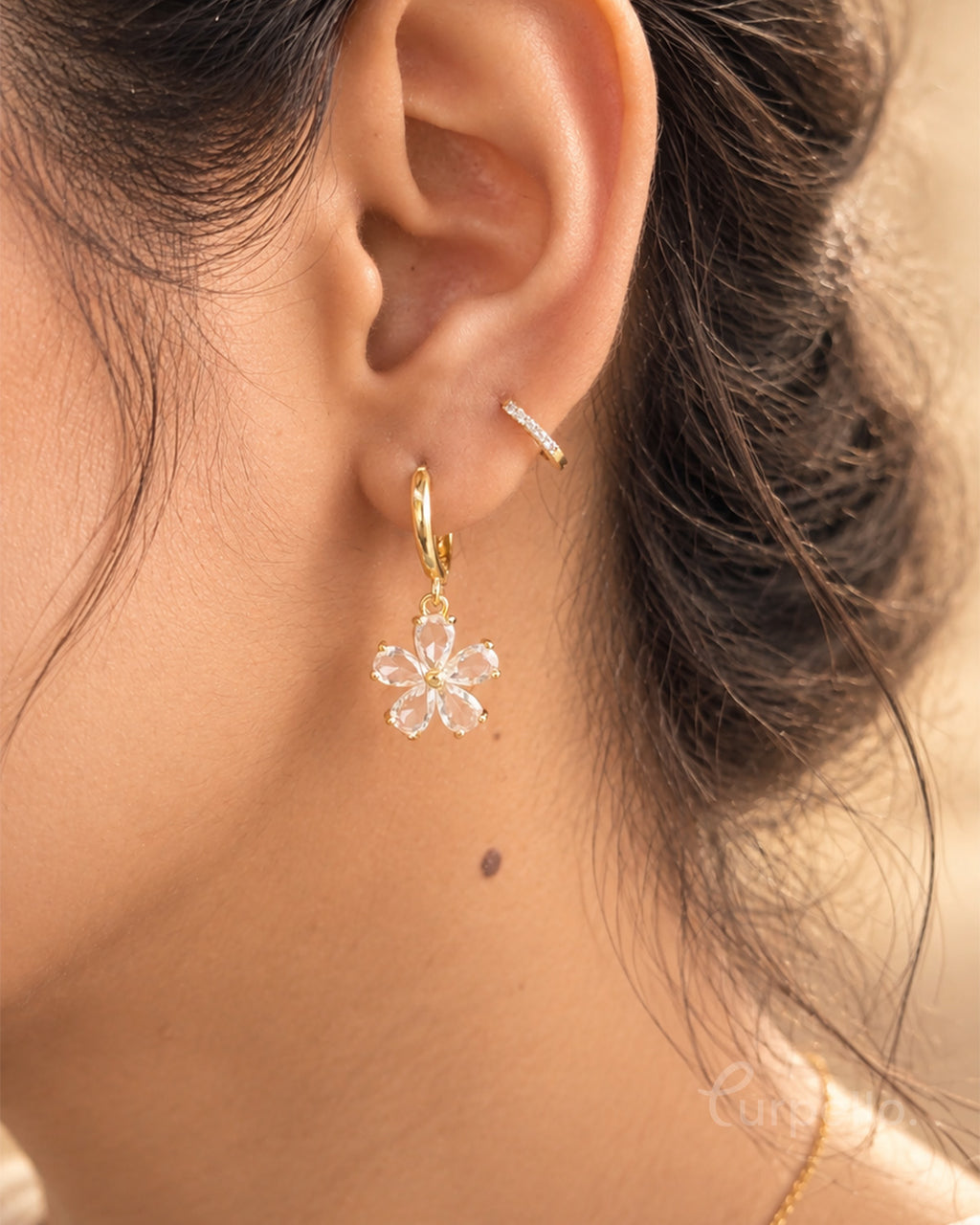 Purpello Crystal Bloom Hoop Earrings