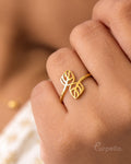 Golden Whisper Twin Leaf Ring