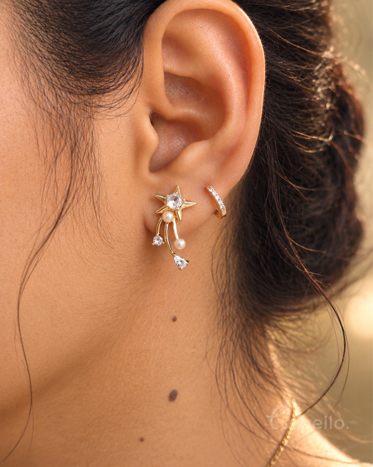 Celestial Pearl Star Earrings