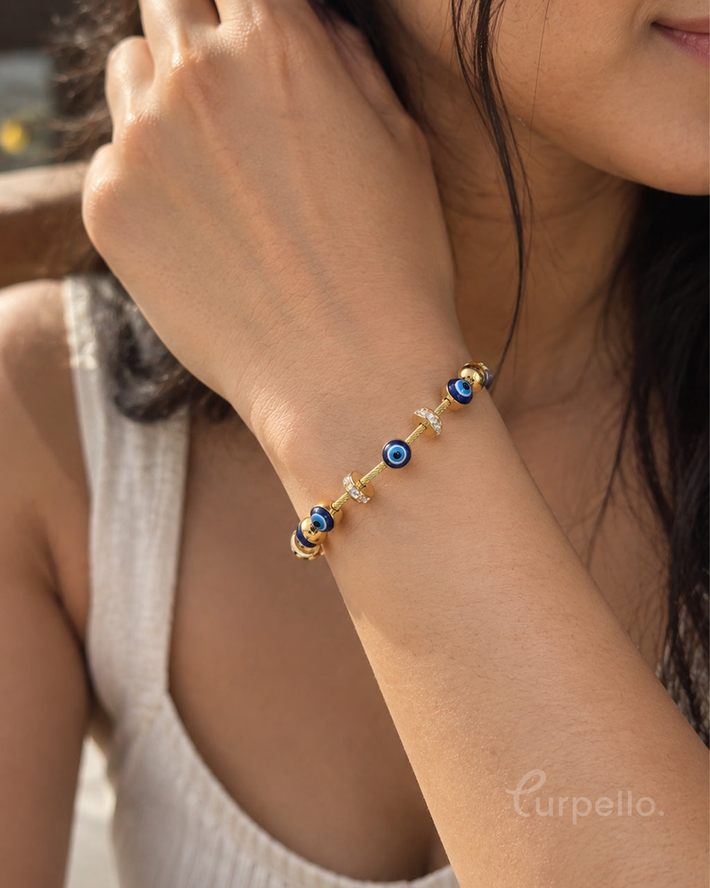 Evil Eye Charm Gold Bracelet