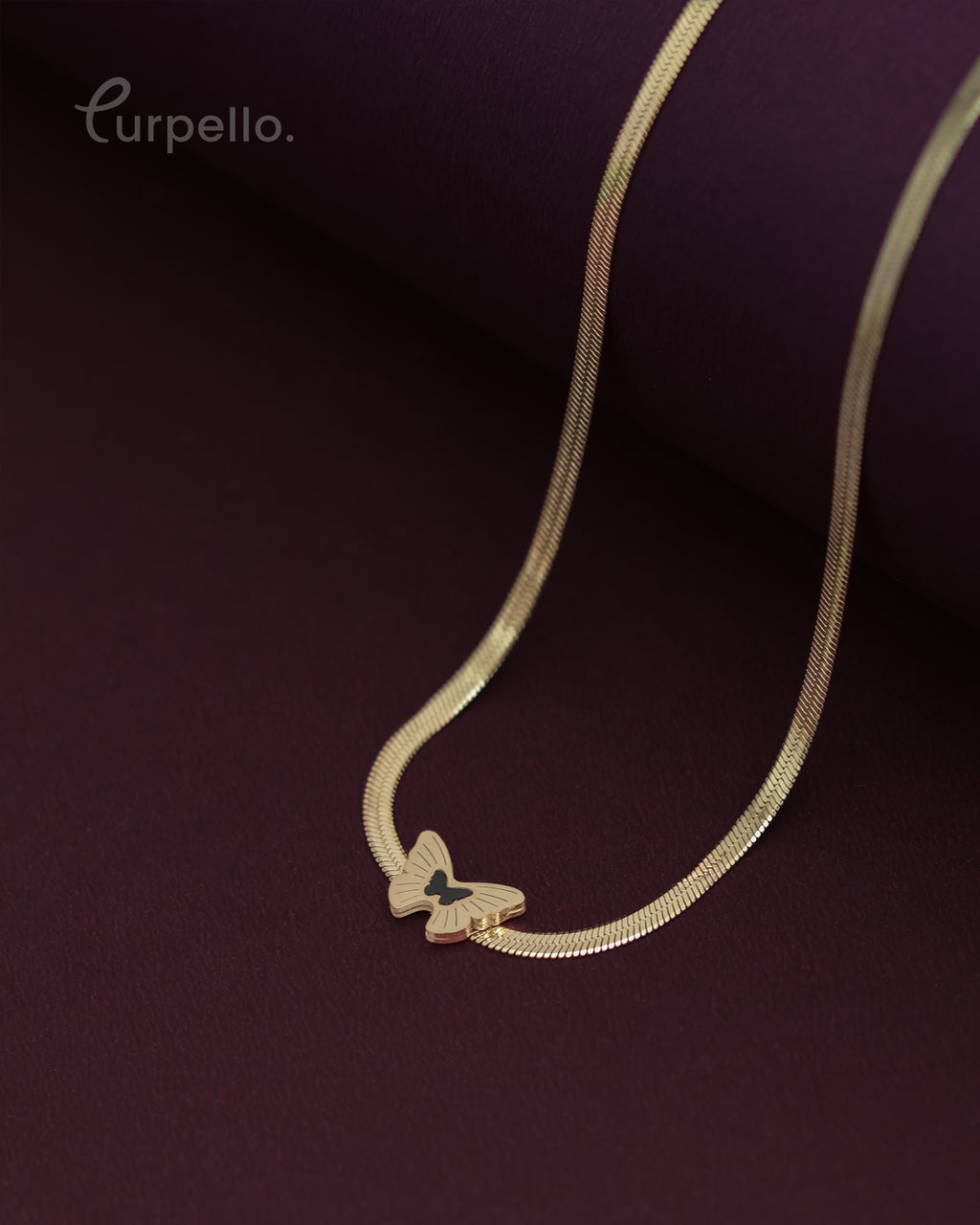 Purpello Butterfly Gold Snake Chain Necklace