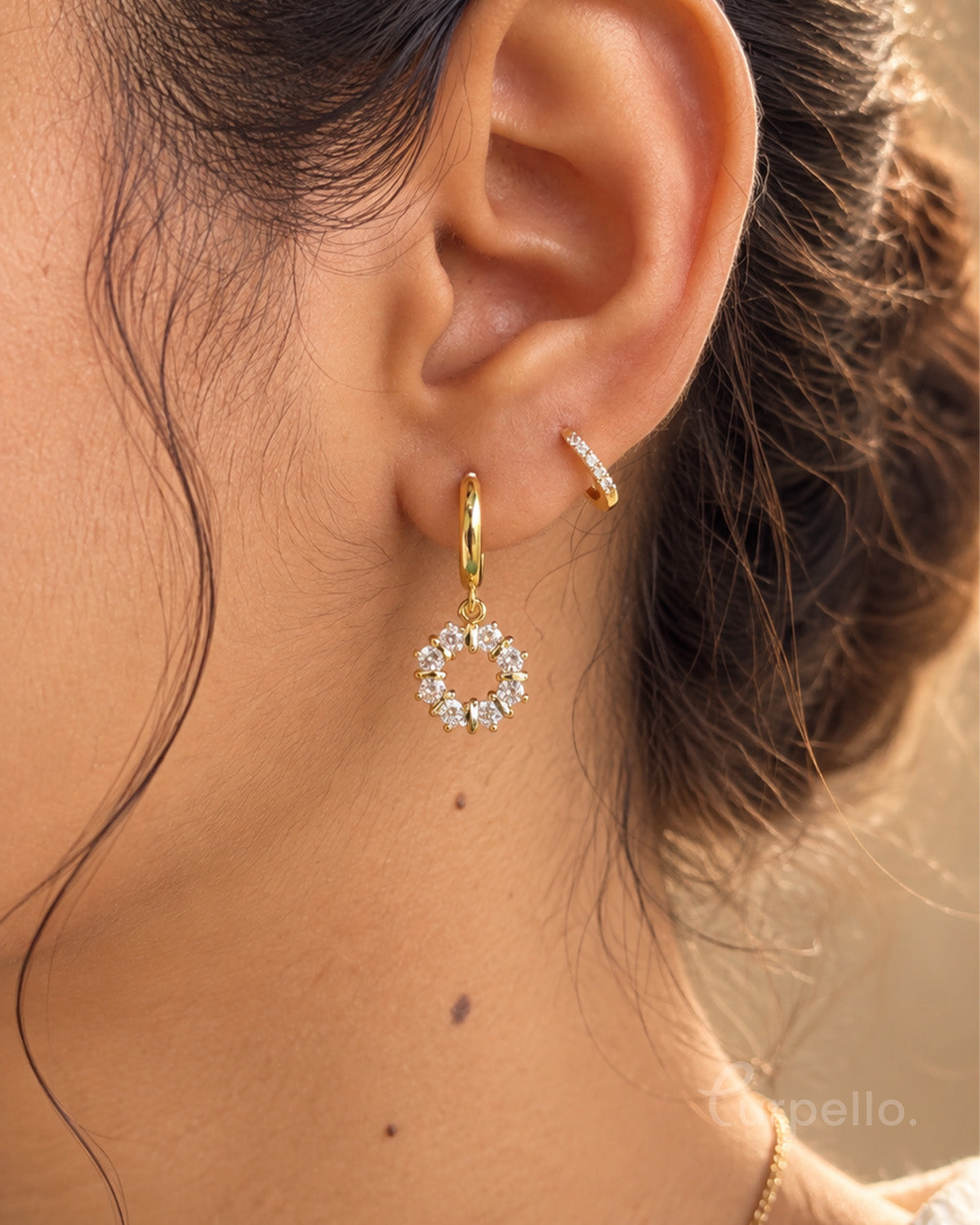 Crystal Halo Anti-Tarnish Hoop Earrings