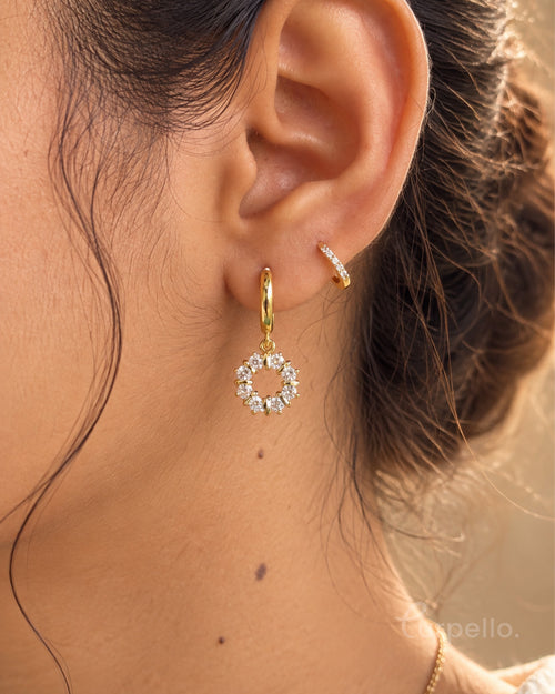 Crystal Halo Anti-Tarnish Hoop Earrings