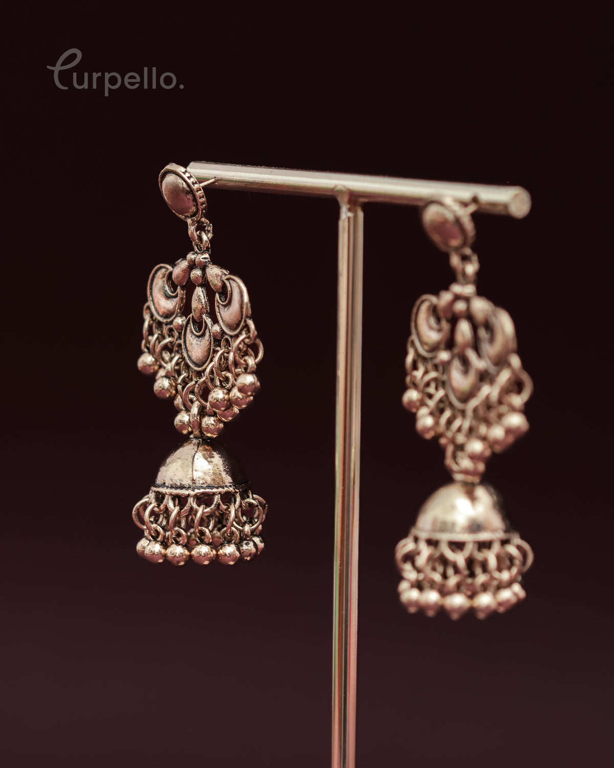 Purpello Traditional Jhumka Dangle Earrings with Bead Drops
